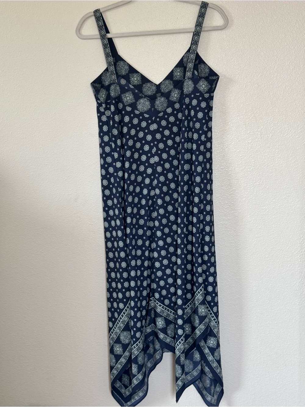 Michael Kors Casablanca Dress Border Print Handkerchief Hem Navy S - Picture 5 of 10